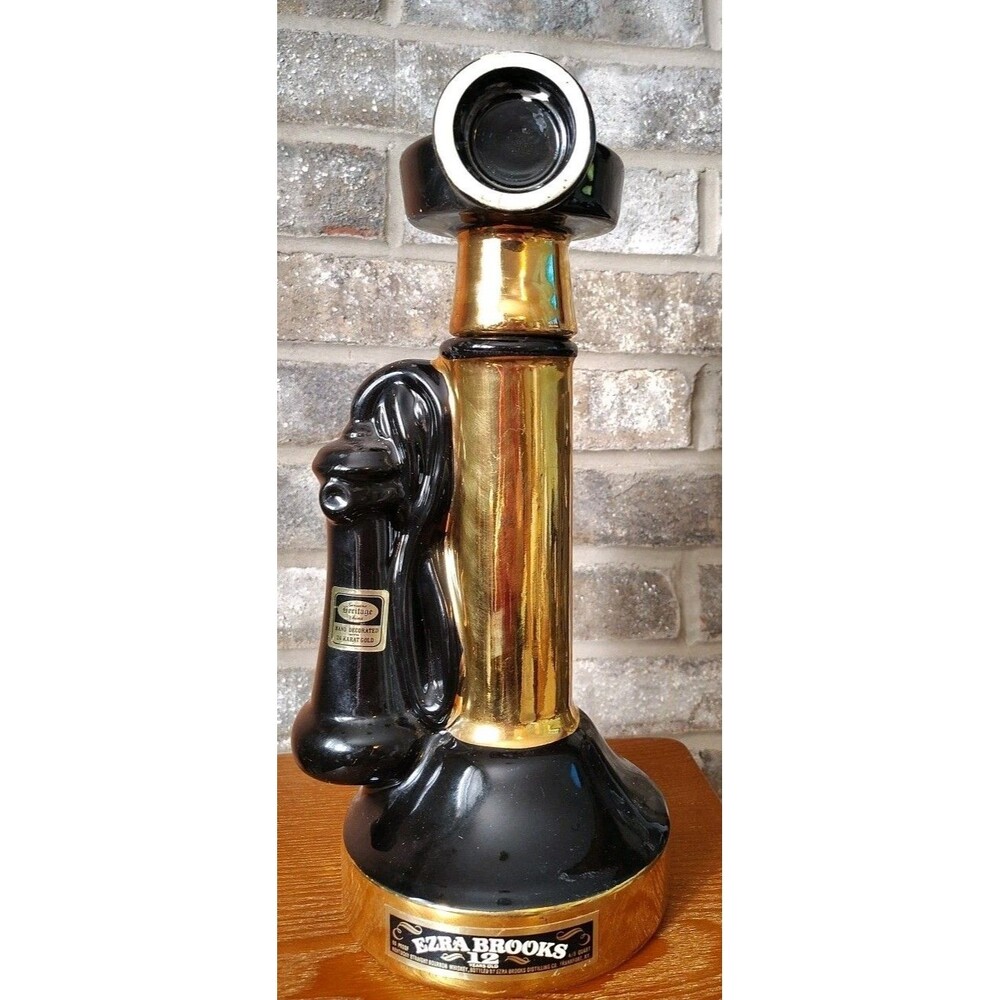 Vintage Ezra Brooks Phonograph 1971 Heritage Whiskey Decanter Gold Empty